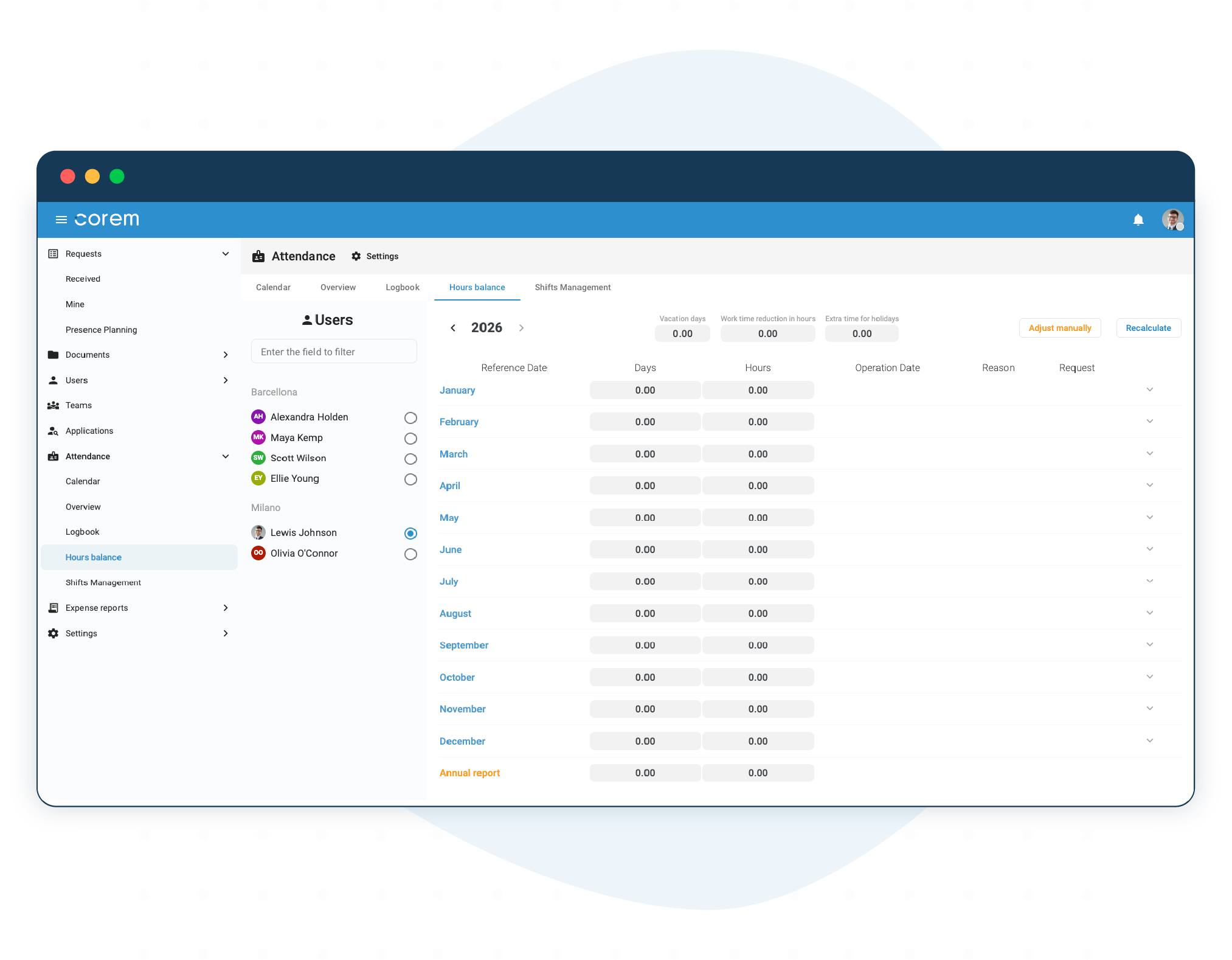 Holidays and Leaves Management