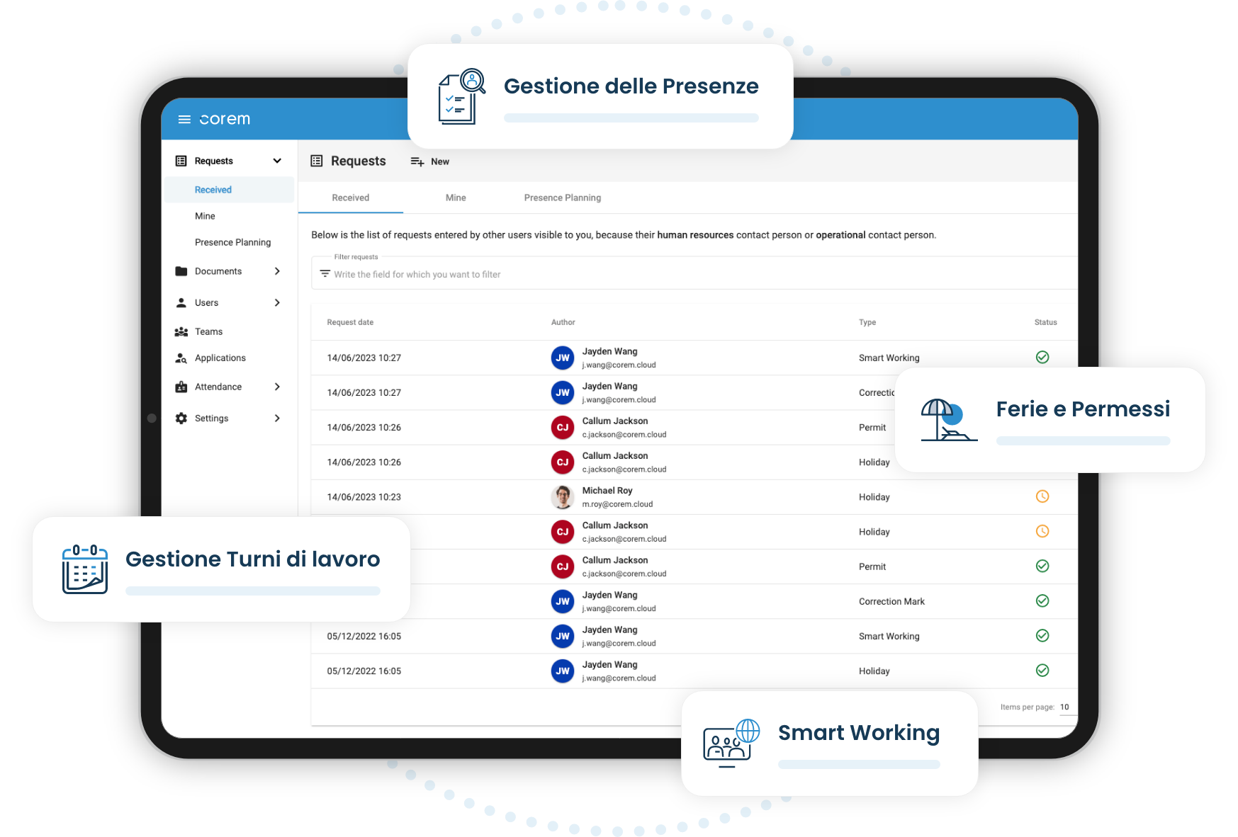 corem software gestione del personale
